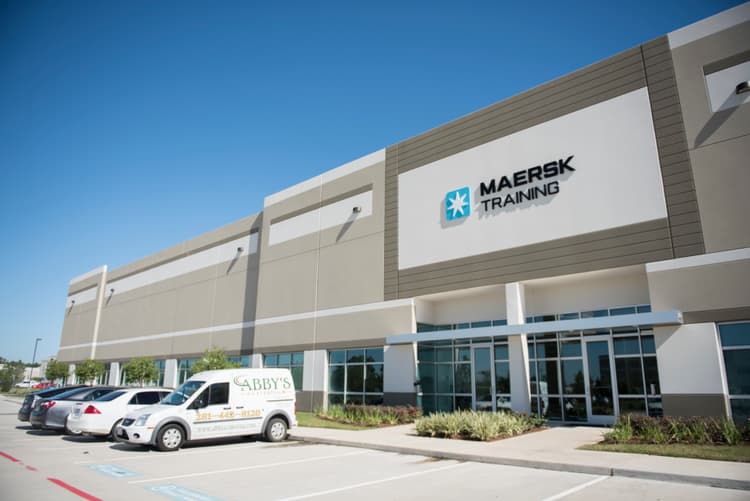 Outside of the maersk training facility in Houston on a sunny day